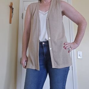 Mango Tan Sleeveless Cardigan VEST